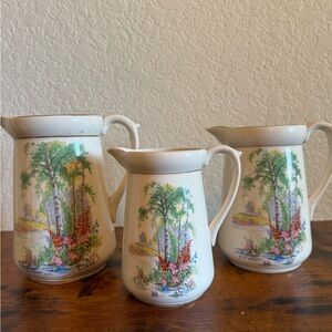1920s/ 1930s T. Lawrence Falcon Ware set of 3 Jugs. Style‎ “The Copse”